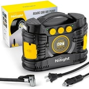 Nilight Tire Inflator Portable Air Compressor Dual Power for Car 12V DC and Home 110V AC Tire Pump w/Tire Pressure Gauge Fast Inflate Auto Shut off Pump for Car SUV Motorcycle Bicycle